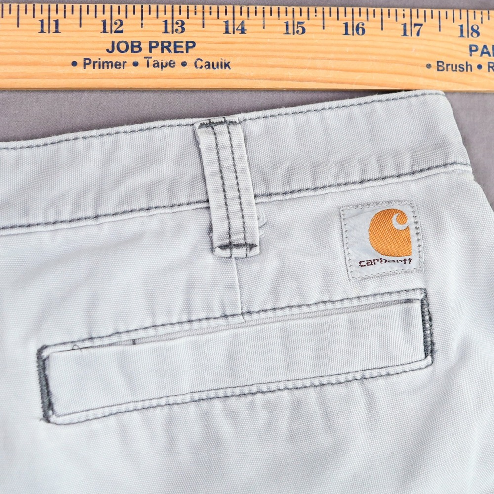 Carhartt Relaxed Fit Shorts Men 36 Grey Cotton Canvas Utility Carpenter Workwear - Picture 8 of 10